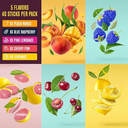 KEY NUTRIENTS 40 Pack Multivitamin Hydration Packets for Recovery - 5 Delicious Flavors - Electrolytes Powder Packets No Sugar - No Calories, Gluten Free, Keto - 40 Servings - Made in USA