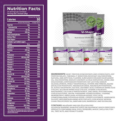 Vi-Shape Four Flavor Transformation Kit - 2 Shake Pouches (48 Servings) + 1 Box Chocolate Mix-In + 1 Box Strawberry Mix-In + 1 Box Banana Bread Mix-In + 1 Box Raspberry Mix-In