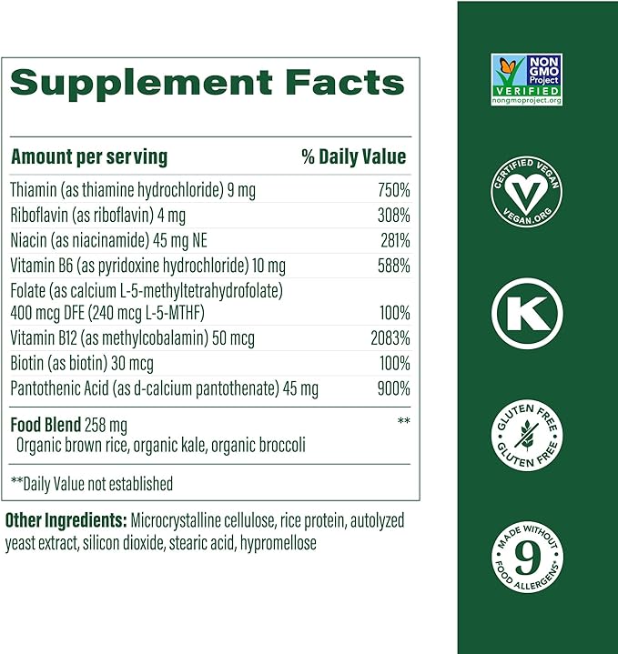 MegaFood Balanced B Complex - B Complex Vitamin Supplement, 8 B Vitamins Including Vitamin B6, Vitamin B12, Folate, Biotin & More, Supports Cellular Energy Production, Vegan, Gluten Free - 90 Tablets