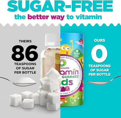Nutracelle NUTRAMIN Sugar-Free, Allergen-Free 100% Vegan Gummy Multivitamins for Kids - Great Tasting Natural Gummies Your Kids Will Love - 90 Count Bottle
