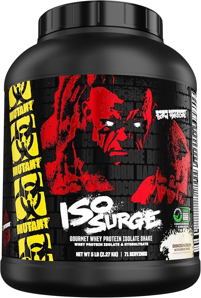 Mutant ISO Surge Whey Protein Isolate Powder Acts Fast to Help Recover, Build Muscle, Bulk and Strength, 5 lb - Cookies & Cream