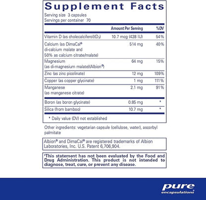 Pure Encapsulations OsteoBalance | Hypoallergenic Supplement to Promote Calcium Absorption and Enhance Healthy Bone Mineralization* | 210 Capsules