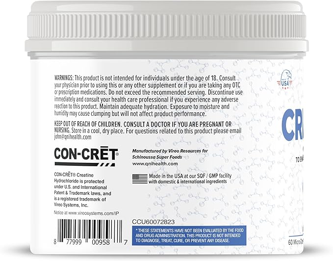 Lemon Lime Creatine HCL | Micro-Dosed for Maximum Absorption | Natural Flavor | Sweetened | 60 Servings | 2.3 oz (57.6 g) | Dietary Workout Supplement