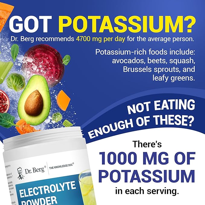 Dr. Berg Zero Sugar Hydration Keto Electrolyte Powder - Enhanced w/ 1000 mg of Potassium & Real Pink Himalayan Salt (NOT Table Salt) - Lemonade Flavor Hydration Drink Mix Supplement - 100 Servings