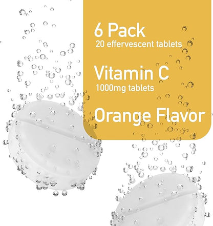 Effervescent Vitamin C 1000mg Dietary Supplement, 6-Pack, 120 Tablets