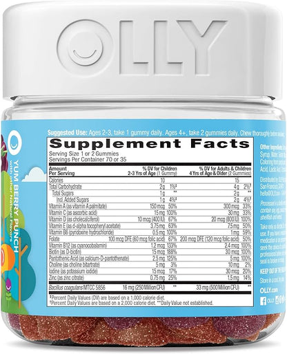 OLLY The Perfect Women's Multi and Kid's Multi +Probiotic Family Pack Gummies, 2 Count, Chewable Supplement