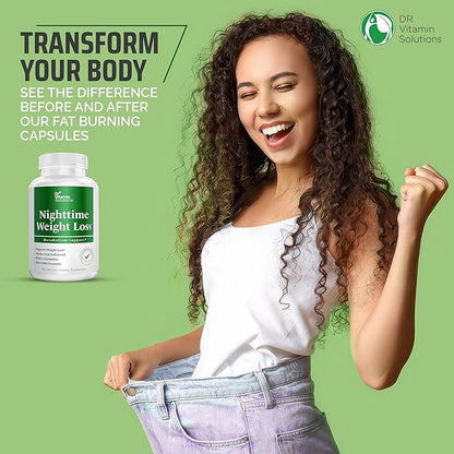 DR. Vitamin Nighttime Fat Burner Supplements - Appetite Suppressants for Weight Loss - Night-Time Fat Burner for Women and Men Supporting Sleep & Relaxation - Metabolism Booster Weight Loss Pills - 30