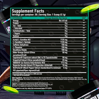 ONEST Hyperburn Thermogenic Powder – 153g (30 Servings) Enhanced Energy Boost & Performance Support Supplement, Sports Nutrition Powder