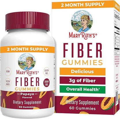 MaryRuth Organics Fiber Gummies for Adults | Prebiotic Fiber Supplement | Gut Health | Digestion Support | Sugar Free | Vegan | 2 Month Supply | 60 Count