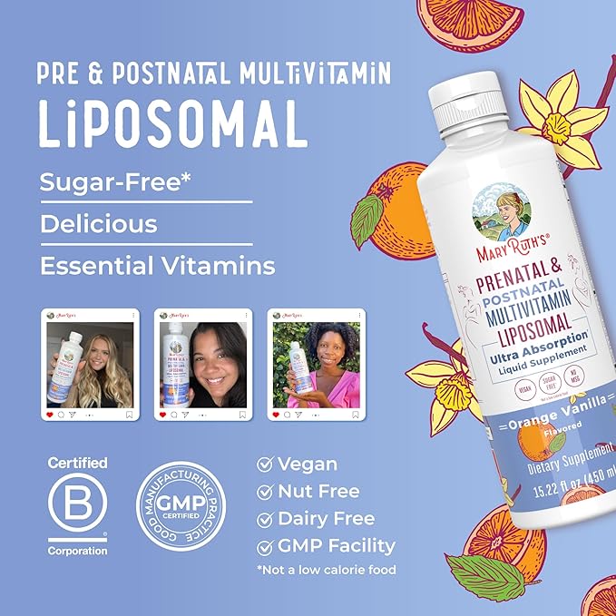 MaryRuth Organics Prenatal & Postnatal Multivitamin for Women | Sugar Free | Formulated for Pre-Conception, Pregnancy & Nursing | Prenatal Vitamins | Vegan | Non-GMO | Gluten Free | 30 Servings