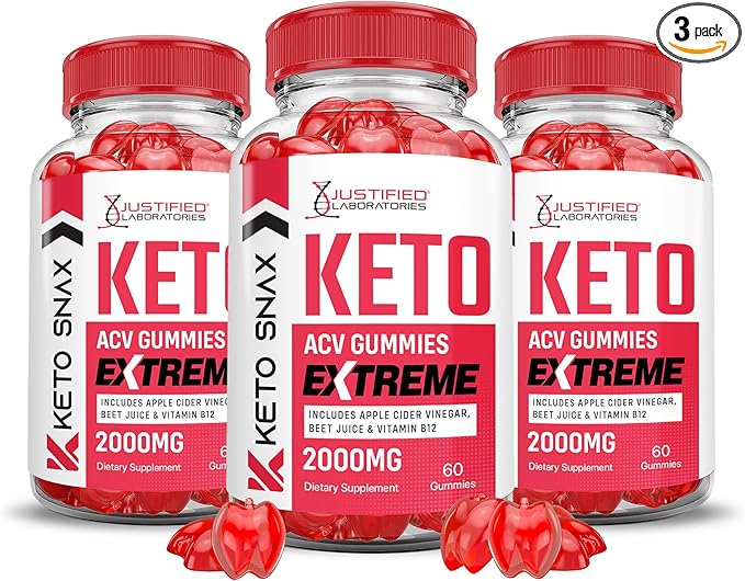 (3 Pack) Keto Snax Keto ACV Gummies Extreme 2000MG Keto Snax Keto Gummies Advanced Formula Apple Cider Vinegar with Pomegranate Beet Juice Powder B12 Vegan Non GMO 180 Gummys