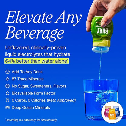 Buoy Electrolyte Drops Variety Pack Digestion + Brain + Energy + Immunity | 160 Servings | No Sugar, No Sweeteners | Dietitian Recommended | Trace Minerals | Purposefully Unflavored | Add to Any Drink