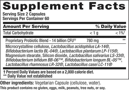 Nutrition Now PB 8 Probiotic Acidophilus for Life* Vegetarian Dietary Supplement for Men and Women, 120 Count (Pack of 2)
