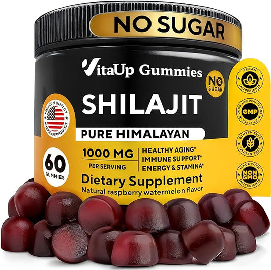 Shilajit Gummies - Himalayan Shilajit Gummies for Men & Women 1000mg - Sugar Free Shilajit Gummies - Natural Shilajit for Men Gummies - Healthy Aging, Immune, Energy Support - 60 Count