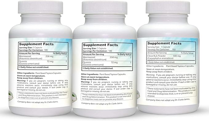 Dr. Clark Store Intestine Support & Cleanse Kit - with Freeze-Dried Green Black Walnut Hulls, Wormwood, and Cloves-Helps Maintain Optimum Intestinal Function - Vegetarian Capsules