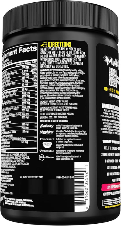 Mutant Mind FK - Epic Nootropic Pre-Workout - Brain Supplement for Mental Focus - 20 Serve - Tropical Punch - 460g