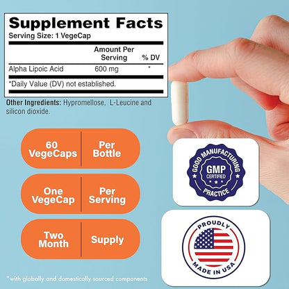 Health Thru Nutrition Alpha Lipoic Acid 600mg 60 Servings | Certified Vegan | Universal Antioxidant | Non-GMO, 3rd Party Tested, Hypoallergenic, Gluten Free, Soy Free ALA Capsules