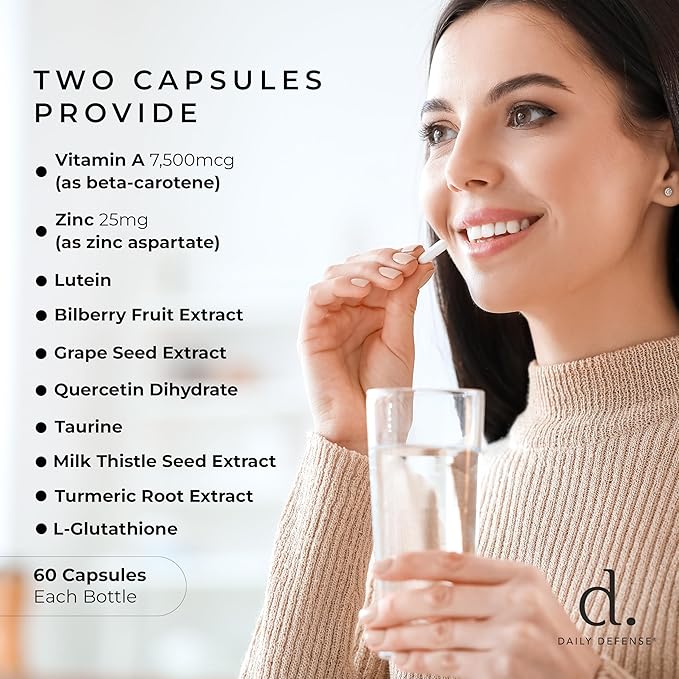 Eye Health Supplements for Adults - Eye Vitamins for Vision Care with Vitamin A, Zinc, Lutein, Milk Thistle, & Taurine - Vegan Dietary Supplements for Women & Men, 60 Capsules