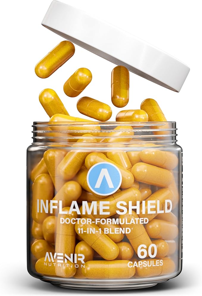 Inflame Shield | Turmeric Supplement for Inflammation Support with Ginger, Bioperine, & Bromelain | Advanced Formula for Joint Support | 60 Capsules for Men and Women