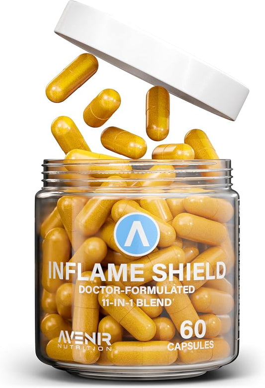 Inflame Shield | Turmeric Supplement for Inflammation Support with Ginger, Bioperine, & Bromelain | Advanced Formula for Joint Support | 60 Capsules for Men and Women