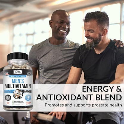 Kaya Naturals Multivitamin for Men - Men's Prostate Multivitamin - Multi Mineral Daily Supplement - Pills for Men - Supports Healthy Prostate - Vitaminas para Hombres - 180 Veggie Capsules