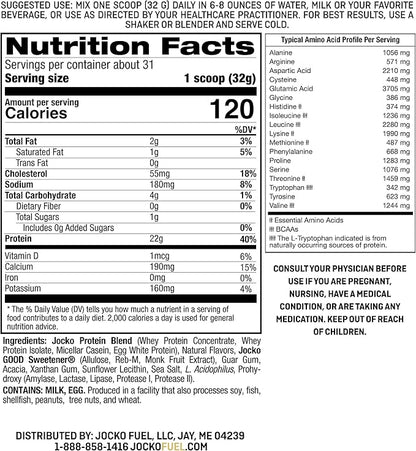 Jocko Mölk Whey Protein Powder 22g Protein - Sugar Free Monk Fruit Blend - Muscle Recovery & Growth, Packaging May Vary (31 Servings, Vanilla Milkshake)