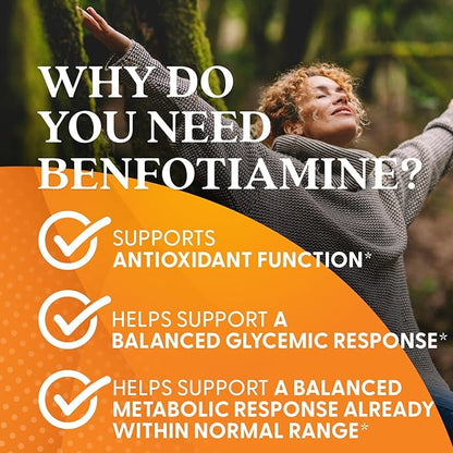 Doctor's Best Benfotiamine 300 with BenfoPure, Helps Maintain Healthy Glucose Metabolism, Non-GMO, Vegan, Gluten Free, Soy Free, 300 mg, 60 Veggie Caps