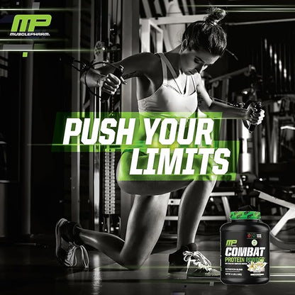 MusclePharm Combat Protein Powder, Vanilla Flavor, Fuels Muscles for Productive Workouts, 5 Protein Sources including Whey Protein Isolate & Egg Albumin, Gluten Free, 4 lb, 52 Servings