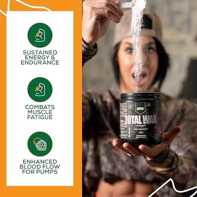 REDCON1 x Mossy Oak Total War Pre Workout Powder, Sour Wild Berry - Beta Alanine + Citrulline Malate Keto Friendly, Fast-Acting Preworkout for Men & Women with 320mg of Caffeine (30 Servings)