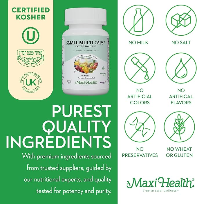 Maxi Health - Multivitamin for Women & Men - Daily Mens & Womens Vitamins with 30 Nutrients Including Iron, Zinc, Probiotics, Immune Support Vitamins & More - Easy to Swallow Maxicaps, 60 Capsules