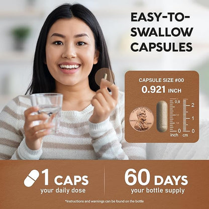 Ceylon Cinnamon Capsules - Extra Strength - Energy, Heart & Metabolism Support - for Men & Women - Pure Natural Extract 20:1 Supplement - Made in USA - GMO & Gluten Free, 60 Capsules, 2 Month Supply