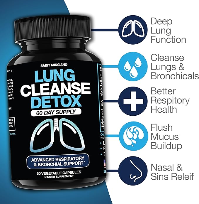 Lung Cleanse Detox, 60 Day Cleanse - Supports Lung Health Within Bronchial & Respiratory Systems - Quit & Stop Smoking Aids - Herbal Detox for Lungs