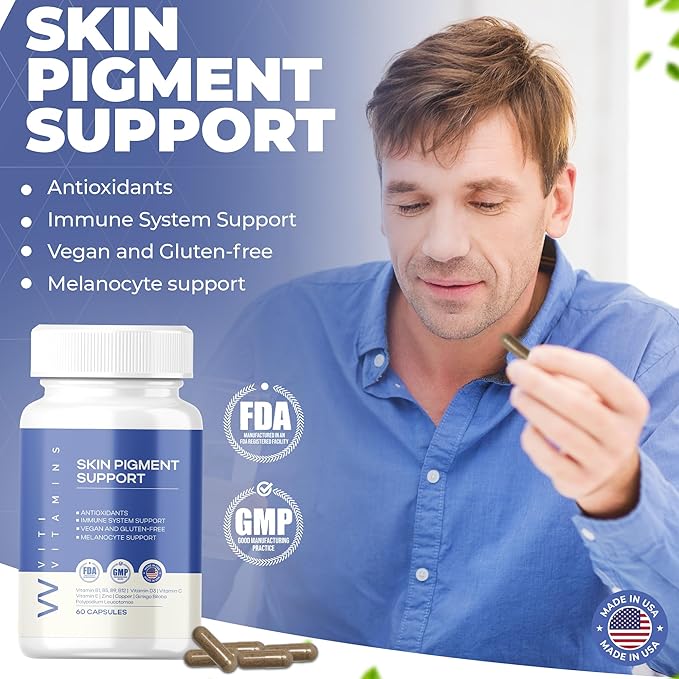 Skin Pigment Support | Polypodium Leucotomos Supplement | Antioxidant & Immune Support | Works Faster Than Vitiligo Cream | Skin Health & Pigmentation Support for Women & Men | 60 Caps