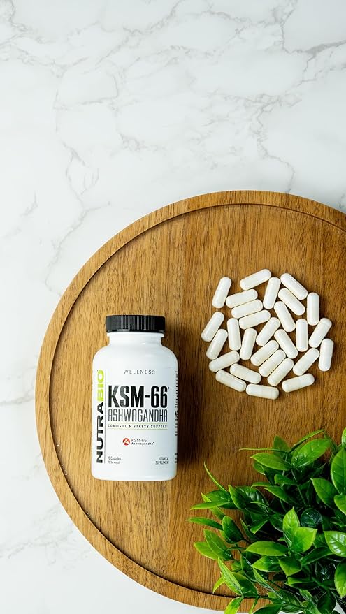 NutraBio Ashwagandha KSM-66 Herbal Supplement for Better Overall Well-Being- Ashwagandha Supplement- 600mg - 60 Vegetable Capsules