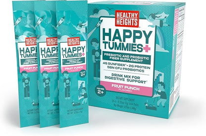 Healthy Heights Happy Tummies Prebiotic and Probiotic Fiber Supplement for Kids Ages 2+, 2 Pack
