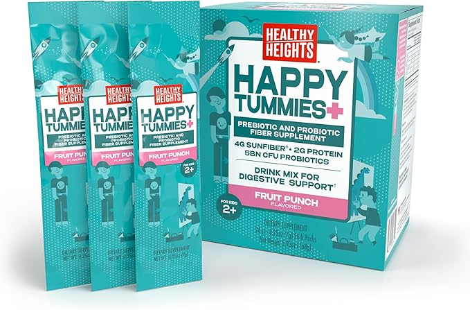 Healthy Heights Happy Tummies Prebiotic and Probiotic Fiber Supplement for Kids Ages 2+