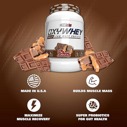 EHP Labs OxyWhey Whey Protein Powder - 25g of Whey Isolate Protein Powder, Meal Replacement Shake, Sugar Free Protein Powder - 25 Serves (Chocolate Caramel)
