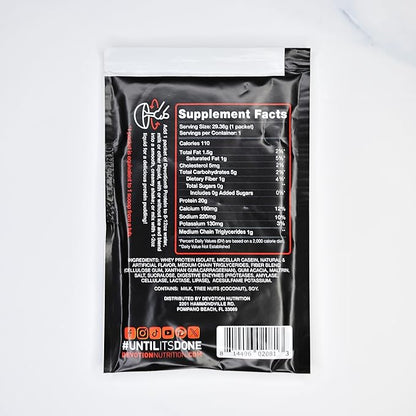 Devotion Nutrition Protein Powder Blend | Gluten Free, Keto Friendly, No Added Sugars | 1g MCT | 20g Whey & Micellar Protein | 12 Count Packets (Salted Caramel Cone)