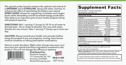 L-Arginine 5000mg + L-Citrulline 2000mg Complex Powder Supplement - Nitric Oxide Booster - Heart Health, Blood Flow, Energy & Endurance - 30 Servings (Peach Lemonade)