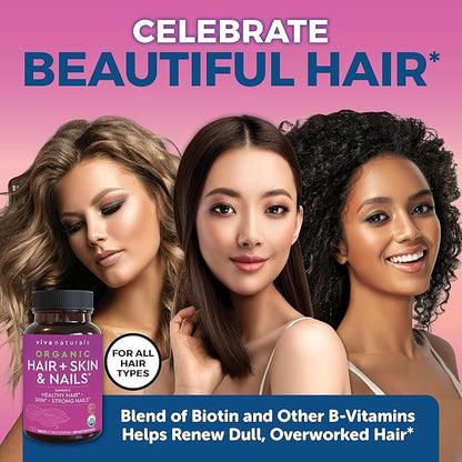 Hair Skin and Nails Vitamins for Women - Vegetarian-Friendly Organic Biotin Vitamins for Hair Skin Nails Health Support with Vitamin E & Biotin 5000 mcg to Help Produce Keratin -120 Biotin Supplement