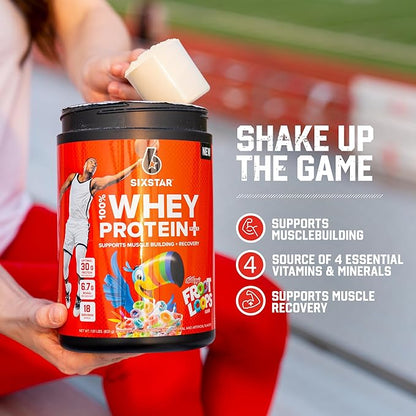 Six Star Whey Protein Powder Plus | Muscle Building & Recovery Plus Immune Support | Muscle Builder for Men & Women | Kellogg’s Froot Loops Flavor | 1.8lb