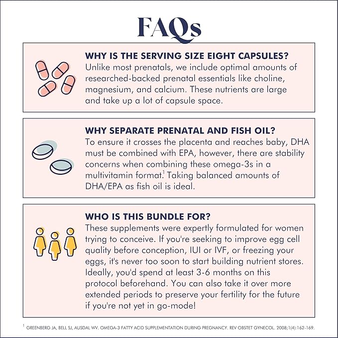 Fertility Trio | Prenatal Vitamin + DHA & Fertility Booster | Choline, Folate, Omega 3, Ashwagandha, 26+ Vital Nutrients | Dietitian-formulated, Non-GMO, 3rd Party Tested, 30 Servings