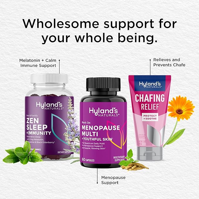 Hyland's Rock On Menopause + Youthful Skin Multivitamin for Women with Immune Support - 60 Capsules - Menopause Relief for Women with Biotin, Collagen, and Red Clover