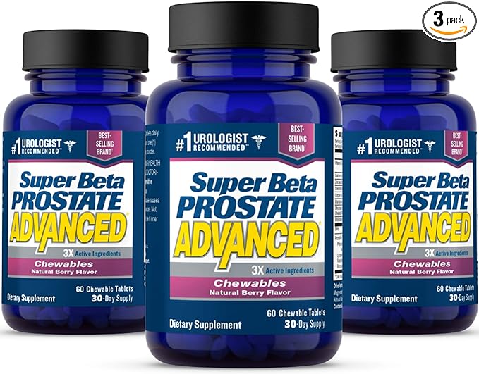 Super Beta Prostate Advanced Chewables - Prostate Support Supplement for Men's Health (180 Chews, 3-Pack)