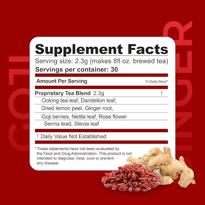 Dr. Zisman ZT Slimming - Goji-Ginger Detox Blend - Healthy Weight Management Organic Herbal Tea Organic for Cleanse, Enhance Your Metabolism Naturally (Loose Leaf)