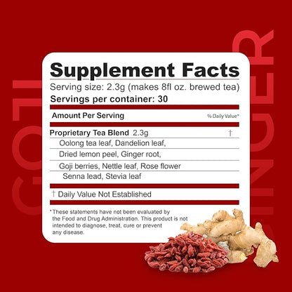 Dr. Zisman ZT Slimming - Goji-Ginger Detox Blend - Healthy Weight Management Organic Herbal Tea Organic for Cleanse, Enhance Your Metabolism Naturally (Loose Leaf)