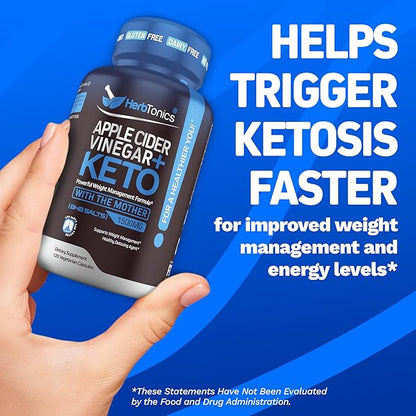 Herbtonics Apple Cider Vinegar Capsules Plus Keto BHB | Fat Burner & Weight Loss Supplement for Women & Men | Appetite Suppressant