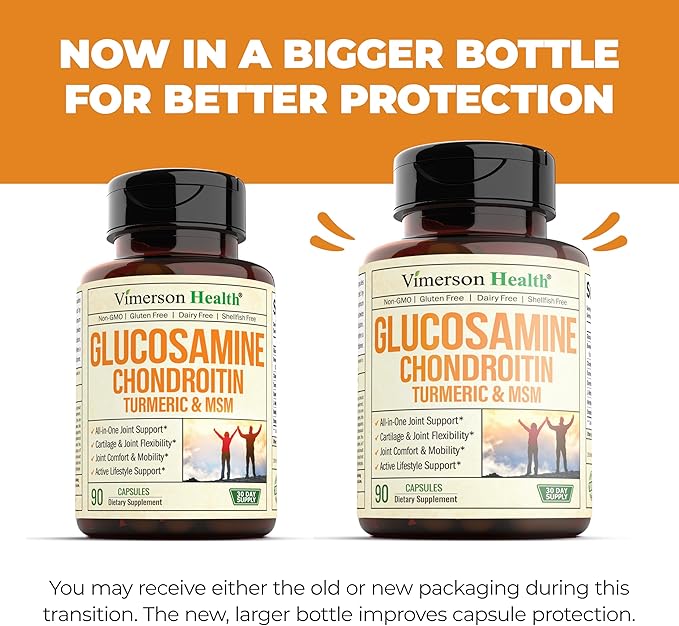 Glucosamine Chondroitin MSM and Turmeric Supplement - Joint Support Supplement for Women & Men with Boswellia & Glucosamine Sulfate 1500 mg. Used for Cartilage & Joint Health & Flexibility 90 Capsules