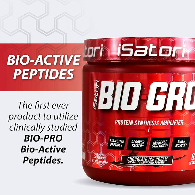 iSatori BIO-GRO Protein Synthesis Amplifier, for Muscle Recovery & Growth, Enhanced Stimulant Free Pre-Workout & Colostrum Supplement with Bio-Active Peptides- Chocolate Ice Cream (60 Servings)