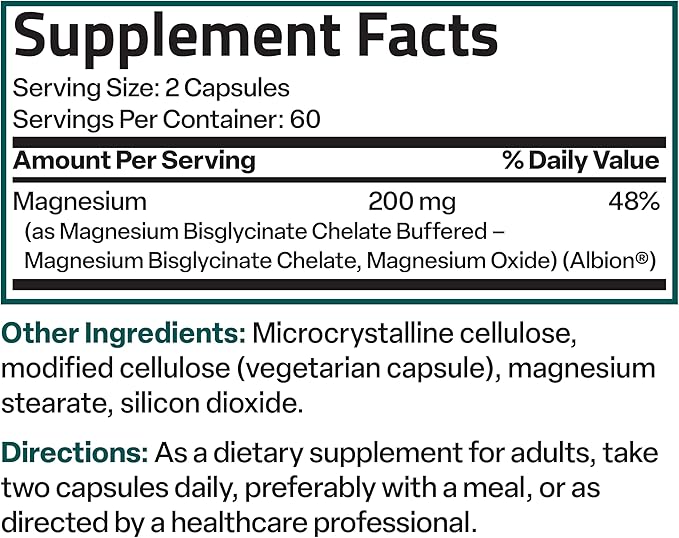 Bronson Magnesium Glycinate 200 MG per Serving Chelated for High Absorption, Gentle On Stomach, Non-GMO, 120 Vegetarian Capsules